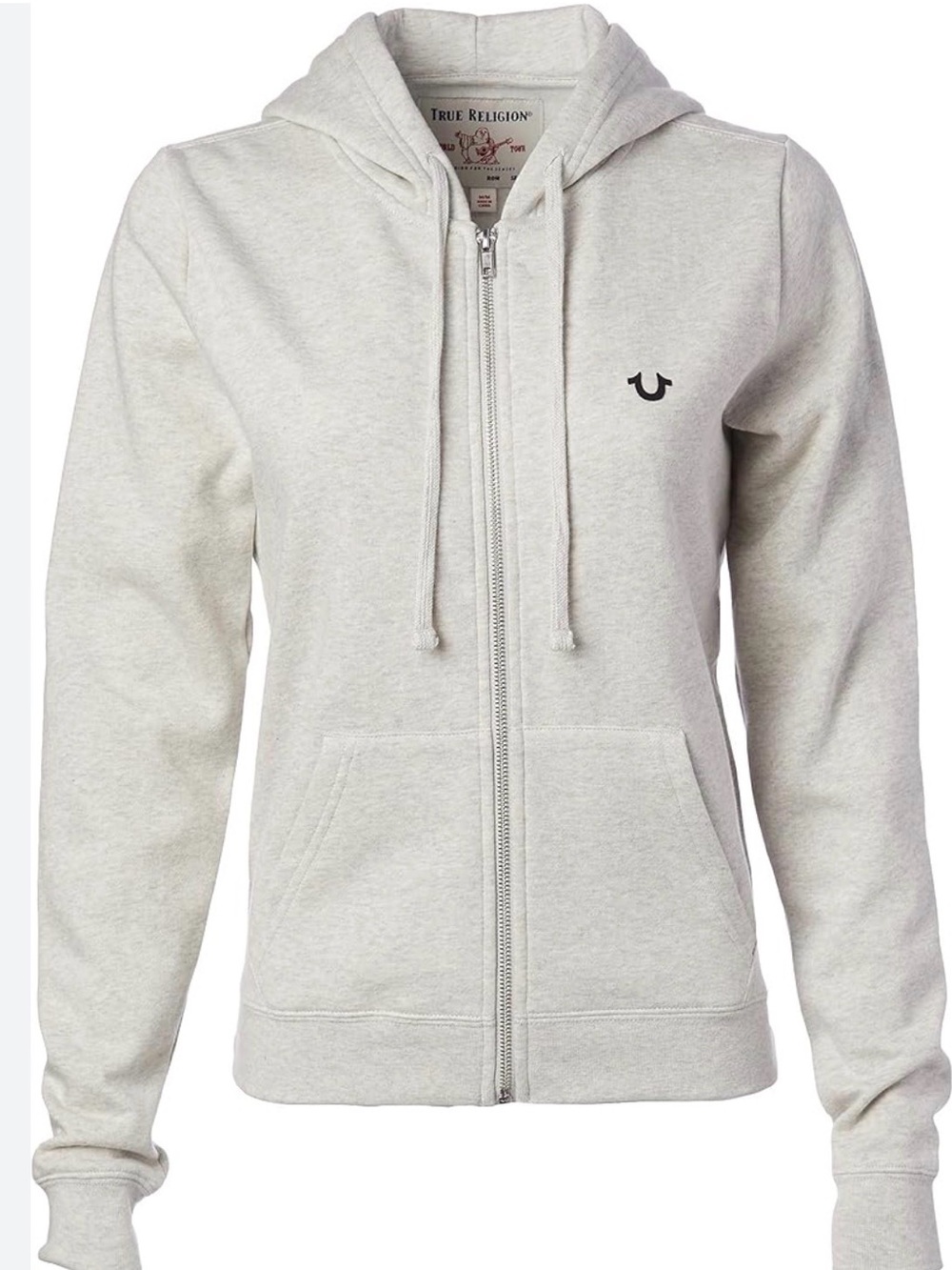 True Religion Grey Women's Tr Long Sleeve Zip Up Hoodie slim fit sz medium